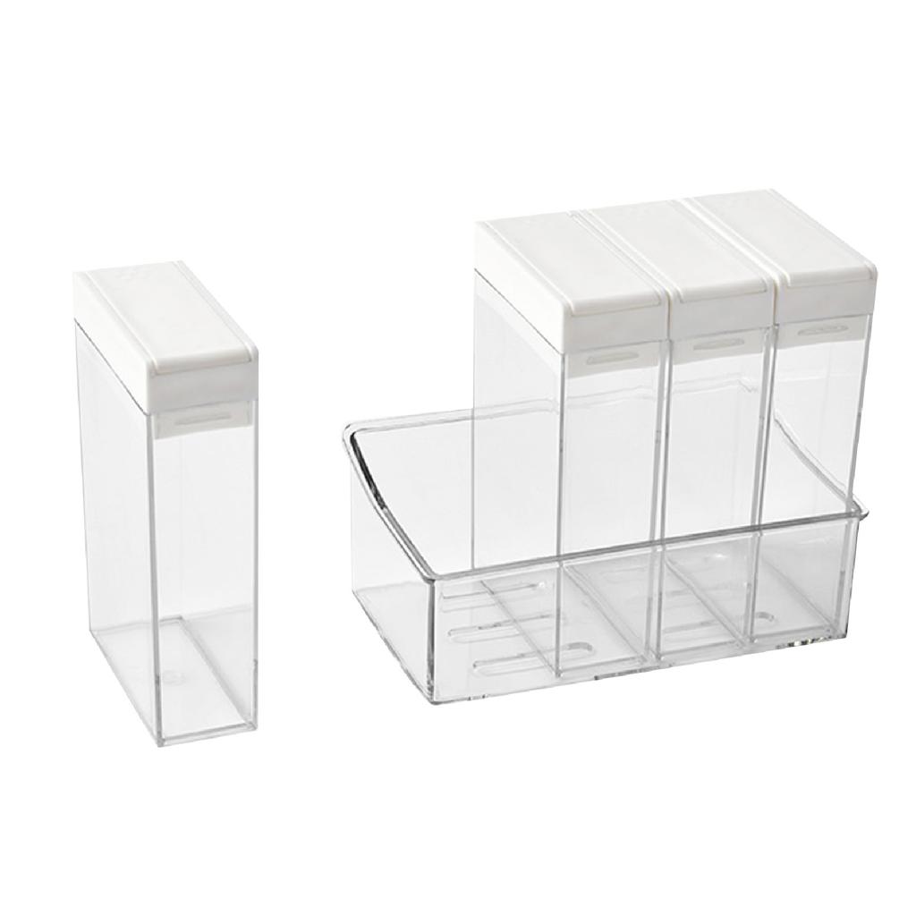 4 ks krabičky na koření, těsně uzavřené, průhledné, sůl, cukr, koření, nádoba na kuchyňské koření