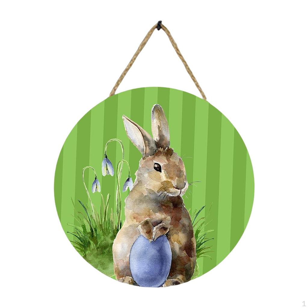 Easter Bunny Wooden Hanging Sign - Charming Front Door Decoration