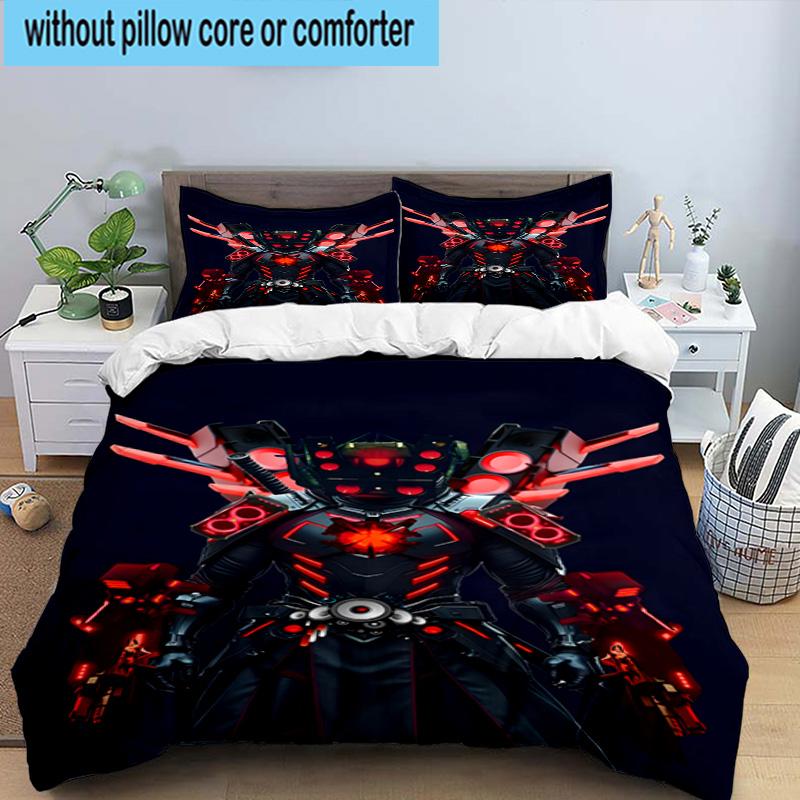 3PCS Robot Invasion Alert 3pcs Bedding,Including 3PCS Duvet Cover And 2pcs Pillowcases Perfect for Christmas,Ideal for Bedroom, Dormitory