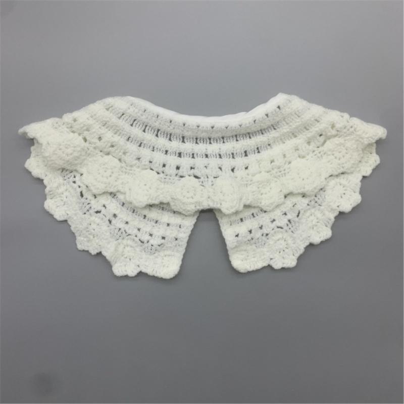 Japonais Enfants Filles Faux Col Châle Écharpe Creusé Tricoté Fleur Vintage Épaule Enveloppante Décorative Demi-Chemise Capelet