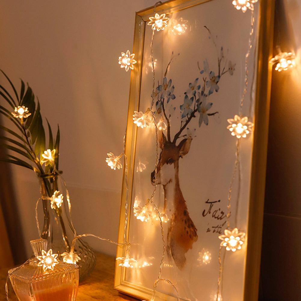 1.5m/3m Lotus Flower LED Light String Wedding Fairy Lights Garland for Christmas Holiday Party Garden Decoration Lights