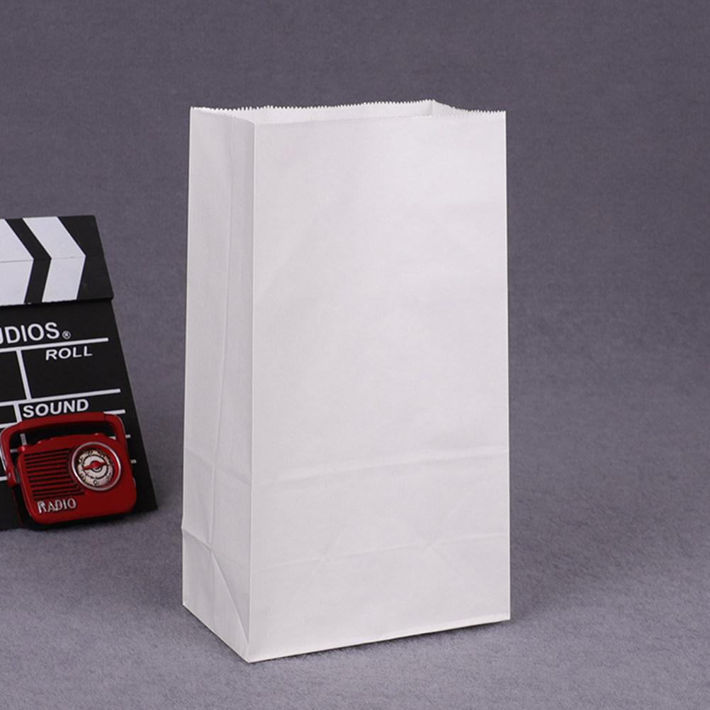 50Pcs Eco Friendly Kraft Paper Bags Square Bottom Grease Resistant Waterproof for Party Favors Small Gifts Baked Goods Snacks