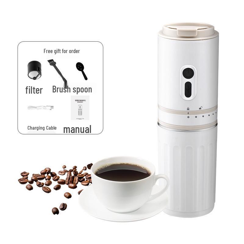 Compact Electric Coffee Grinder & Brewer - Portable for Home & Travel