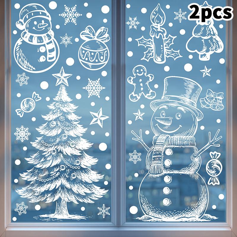 

Рождественские наклейки Зимняя снежинка Лось Статические наклейки Принадлежности для рождественской вечеринки Подвеска Подарочная коробка Наклейки на окна A7
