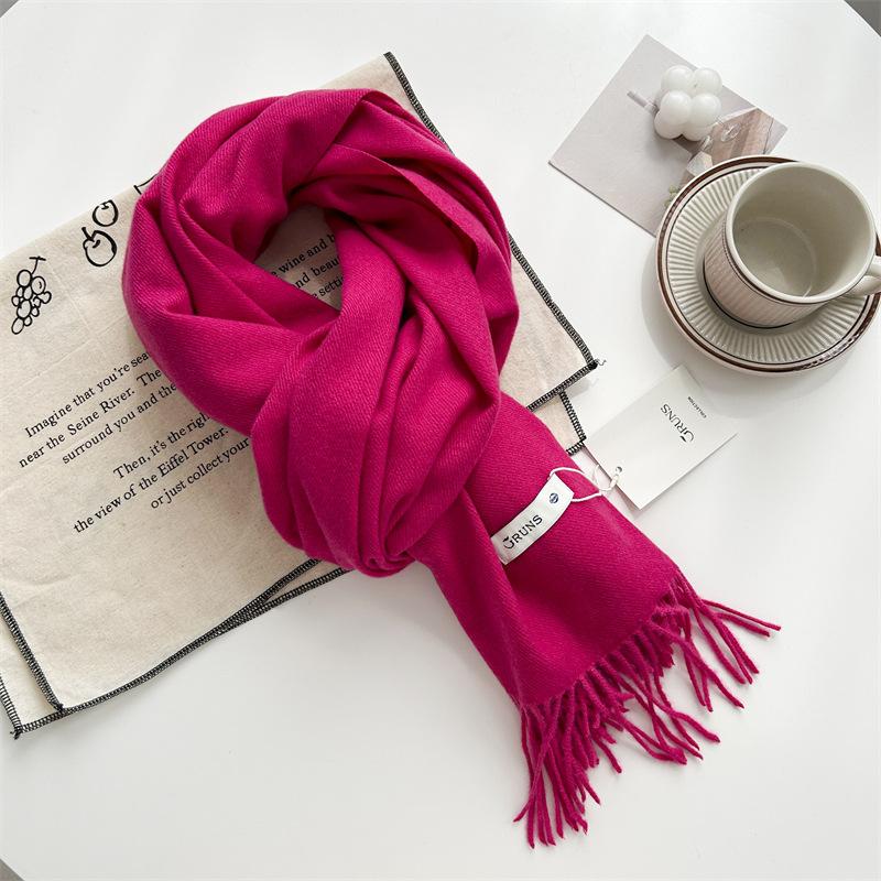 Kašmírový šátek na ruku, podzimní a zimní, jednobarevný, dámský, tlustý střapec, jednoduchý a všestranný, měkký a teplý, imitace kašmíru