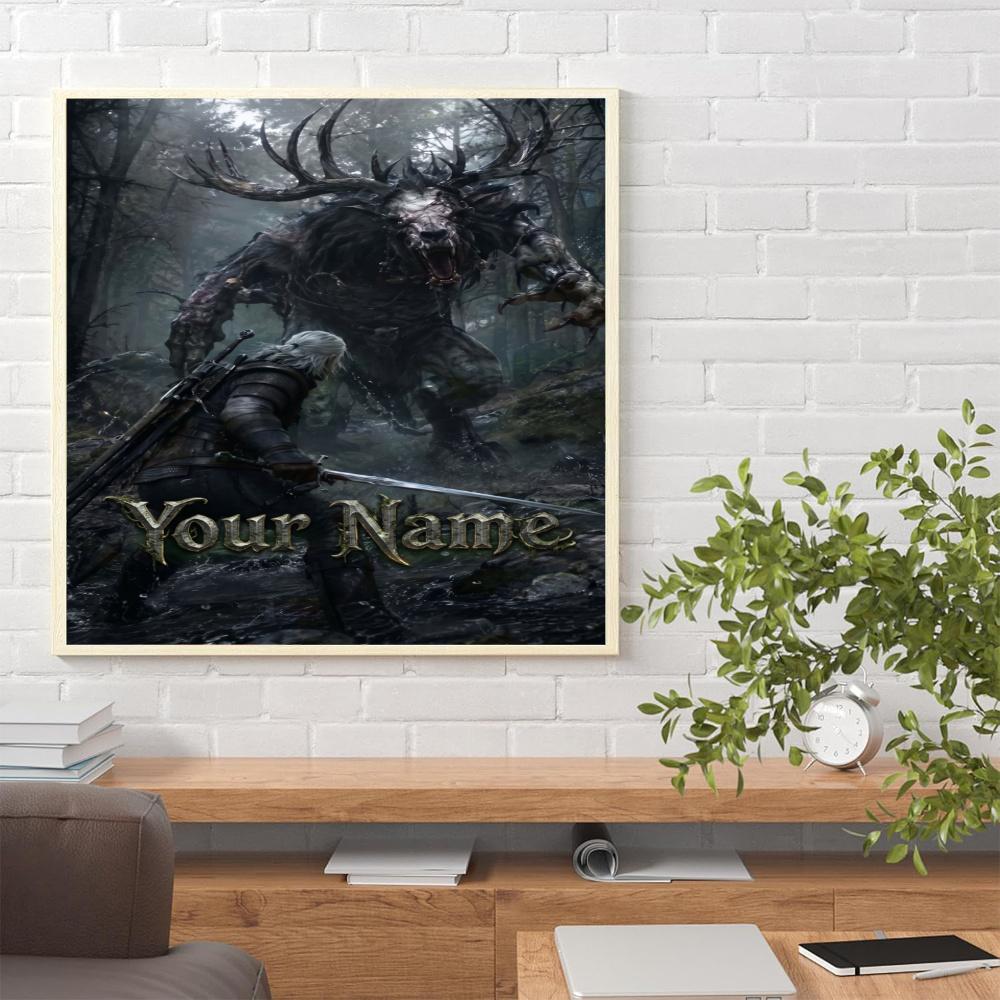 The Witcher 3 Customize Your Name Diamond Painting Round Diamond Diy Frameless Holiday Artwork Suitable For Home Office Wall Decoration