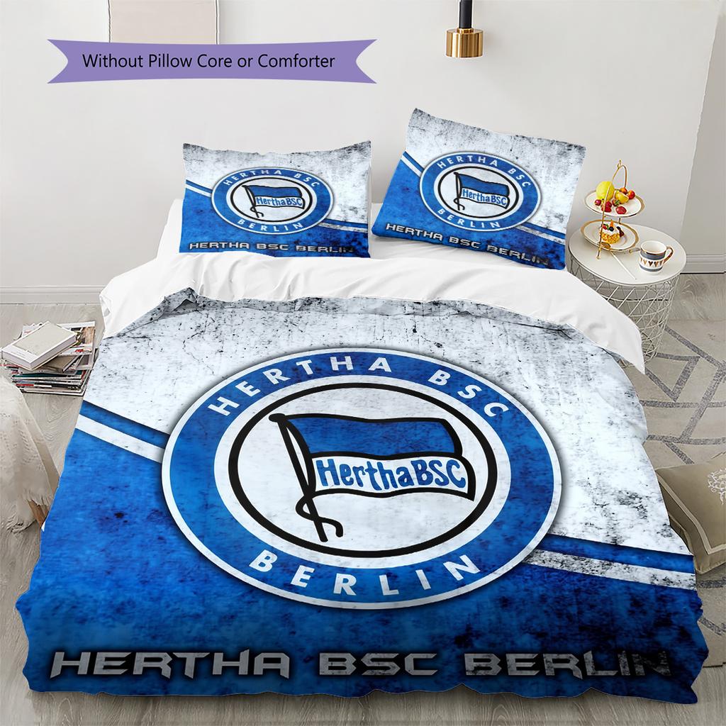 Hertha BSC Vzorovaná sada povlečení a přehozu Domácí dekorace Dárek (1 * povlak na peřinu + 2 * povlak na polštář bez jádra)