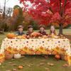 2 Pack Thanksgiving Tablecloth Fall Party Decorations, 54 x 108 Inch Rectangle Disposable Autumn Table Cloth, Plastic Pumpkin Table Cover for Harvest