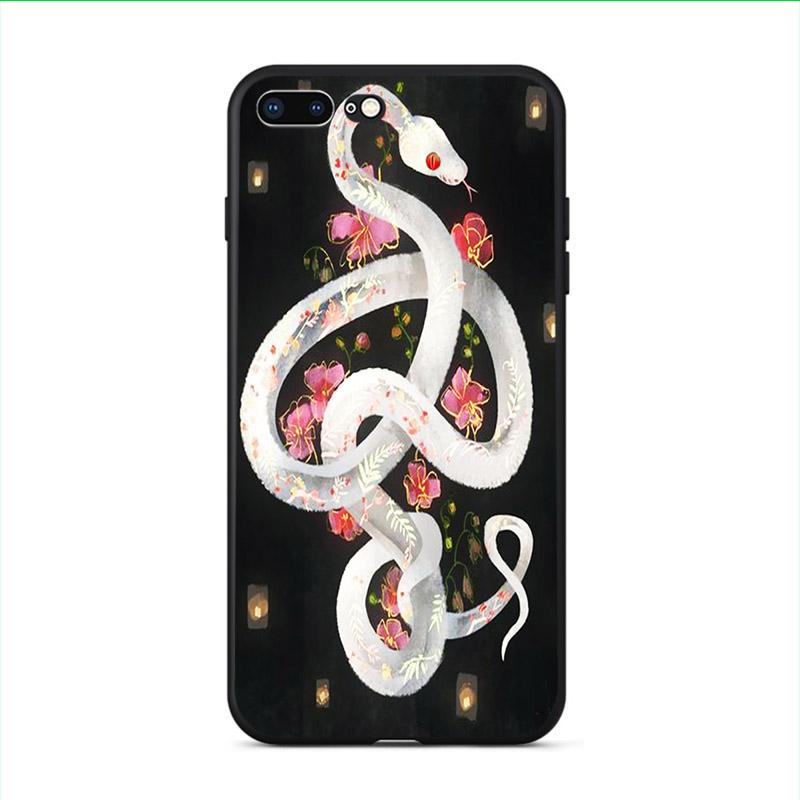 Flower Snake Painting Phone Cases For iphone 11 11Pro Max 8 7 6 6S Plus X XS MAX 5 5S SE 2020 XR Personalised Soft TPU Back Capa