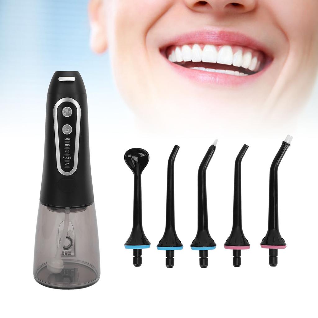 Cordless Water Irrigator 300 ML 110psi 5 Mode IPX8 Water Proof Oral Irrigator with 5 Replacement Nozzles