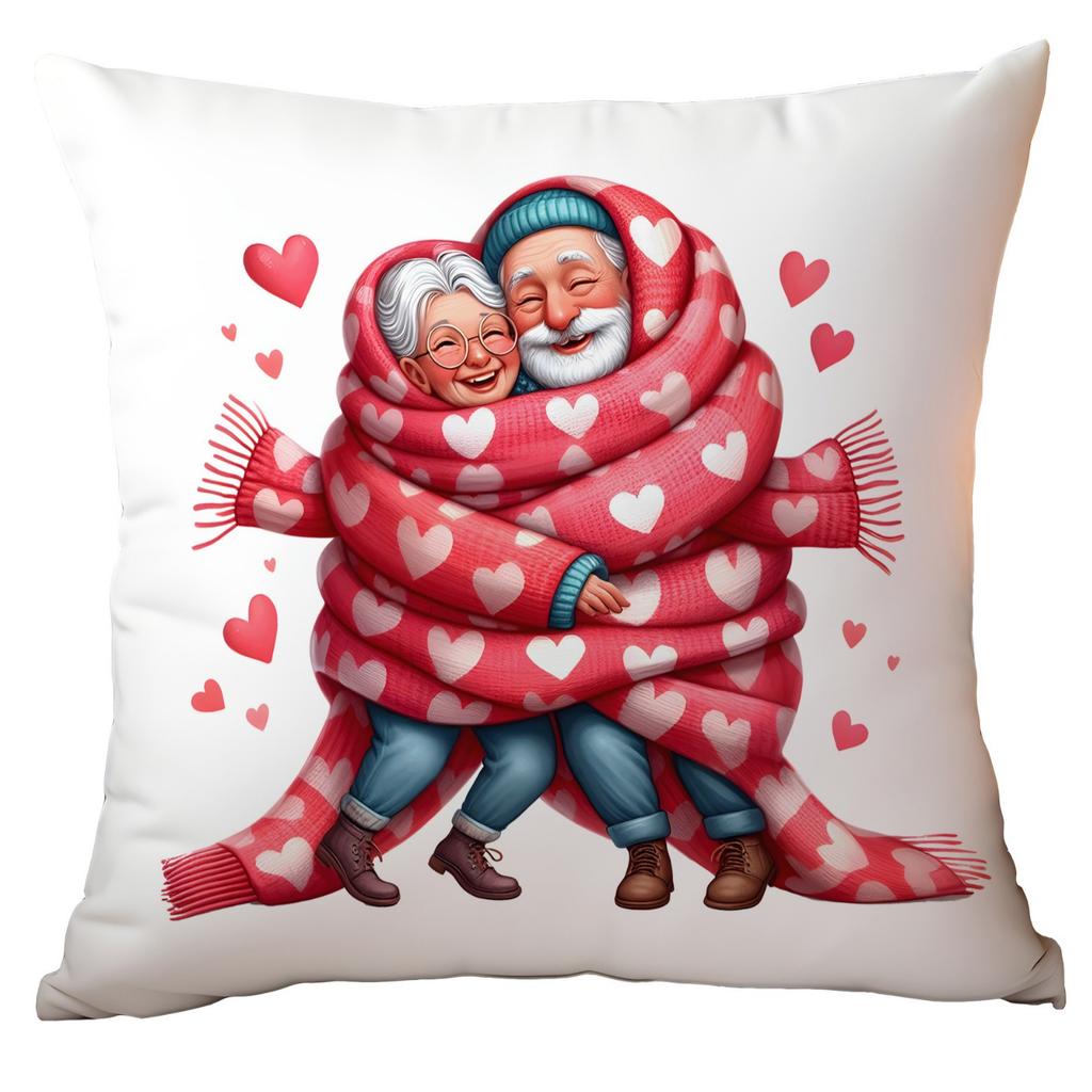 New Valentine's Day Pillow Cover Fun Watercolor Valentine's Day Old Couple Push Cover Home Cushion Cover