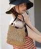 Tatiana Onda Black Strap Natural Woven Raffia Tote Bag Bg8252