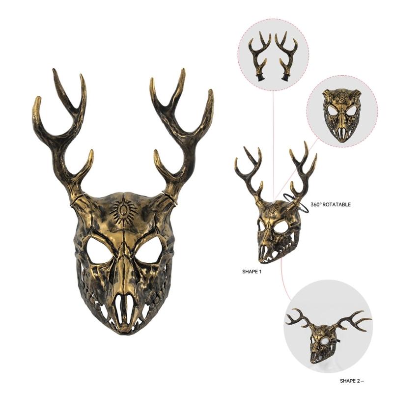 Reindeer Mask Full Face Mask Masquerade Mask Antler Mask Deer Head Mask Halloween Party Mask Carnivals Mask