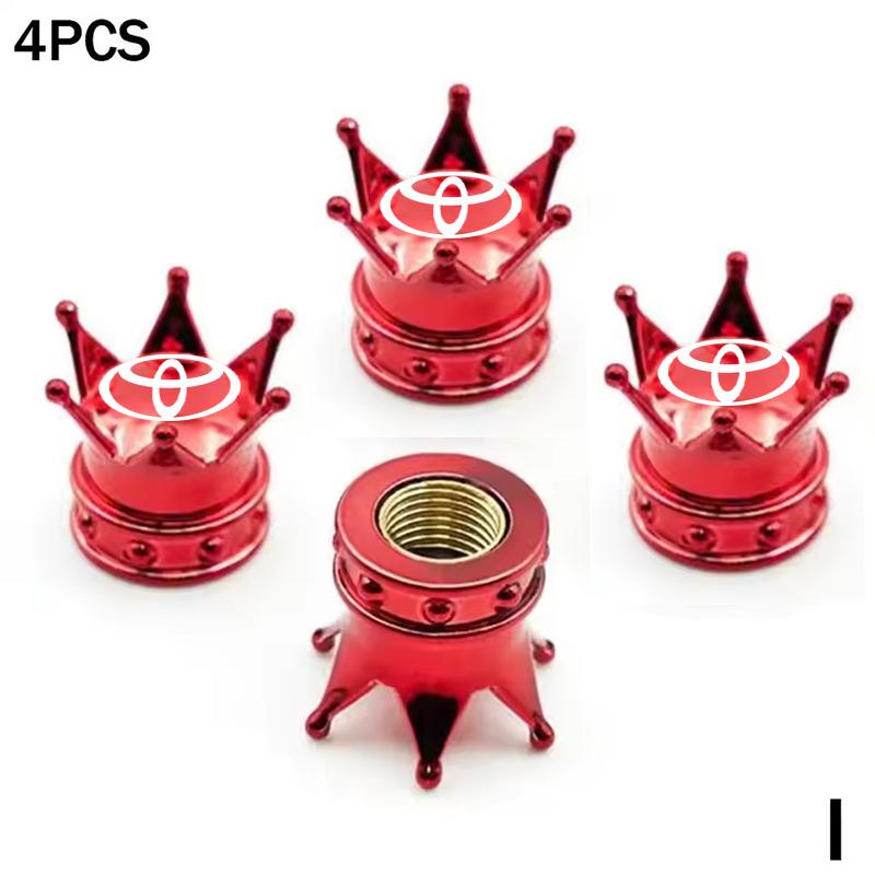 BBF1 4PCS Crown Style Tire Valve Stem Caps, Air Caps Cover, Aluminum Alloy Dustproof And Waterproof Valve Caps Cover For All Toyota