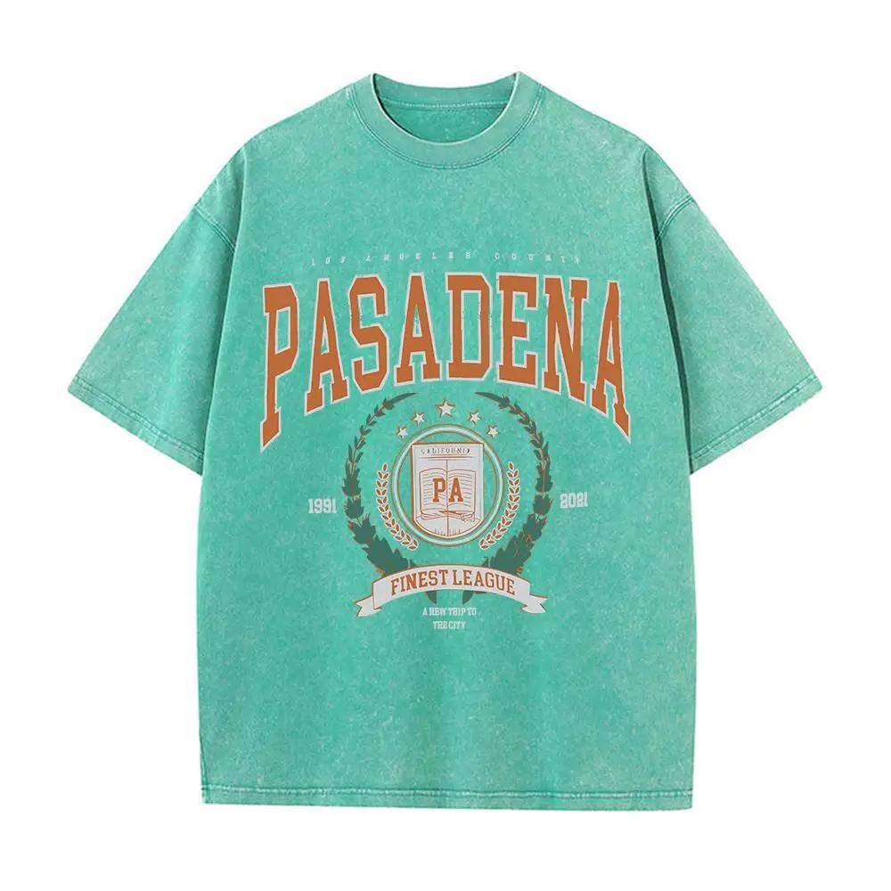 Summer Washed Cotton T-shirt with Fashionable Design and Printed Top Loose and Worn Round Neck Streetwear