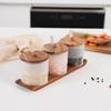 KKC Glass Condiment Storage Container with Wooden Stand and Storage Airtight Spice Storage Spoon, Container, Container, Sugar, Salt,