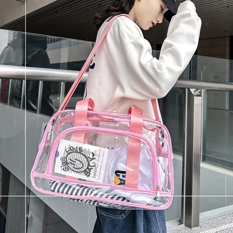 Trend Transparent Trip Beach Sling Carry Bags Roomy PVC Sports Jelly Shoulder Bags Compact Toiletry Organizer Handbags
