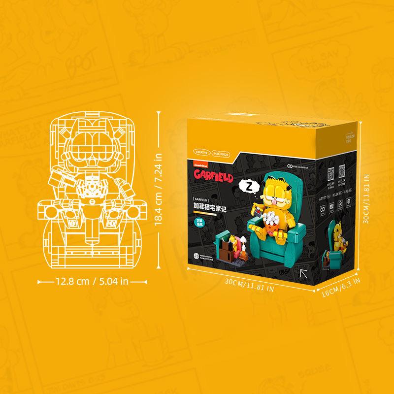 Garfield Building Blocks Sitting Sofa Cat Model Bricks Classic Anime Scene Educational DIY Toys Desktop Decoration Holiday Gift