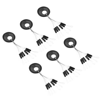 PATIKIL Angelgummi Stopperperlen, 300 Stück, 6-in-1, Zylinderform, Mittel, für Angelschnur, Schwarz