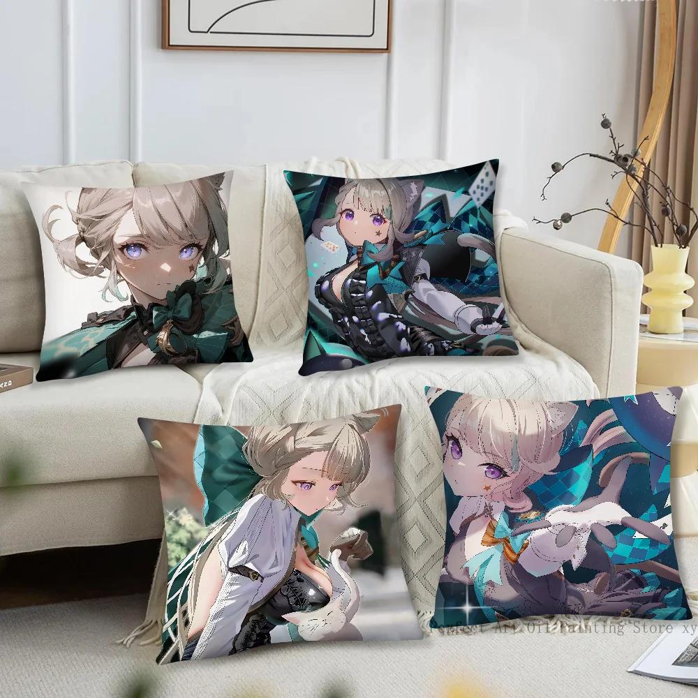 Lynette Anime Game Genshin Impact Pillow Case Square Pillow Bedroom Sofa Leisure Comfort Car Living Room Home Decoration 40X40