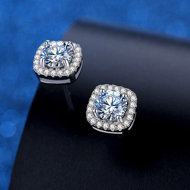 1 Karat zertifizierter Moissanit-Ohrstecker für Damen, platiniertes Sterlingsilber, Diamant-Ohrstecker, Hochzeit, edler Schmuck