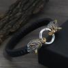 Viking Wolf Head Leather Bracelet Viking Pendant Jewelry Gift