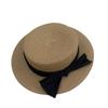 Delle Japanese Premium Straw Hat Femininity Bow Flat Top Hat Summer Beach Straw Weaving Sun Protection