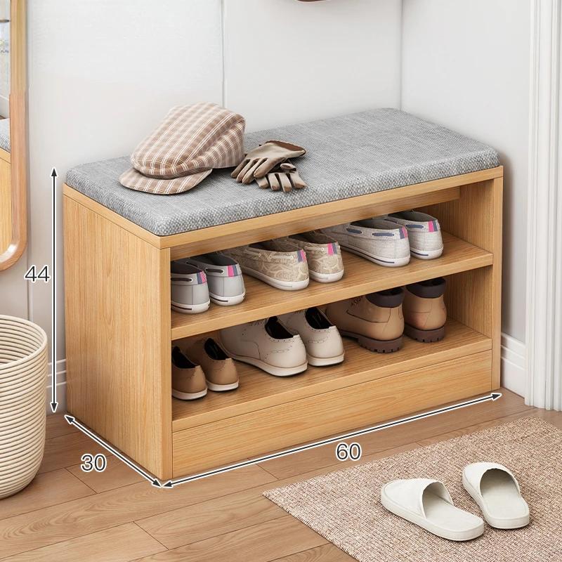 2-in-1 Shoe Change Stool - Soft Cushion Cabinet for Entryway