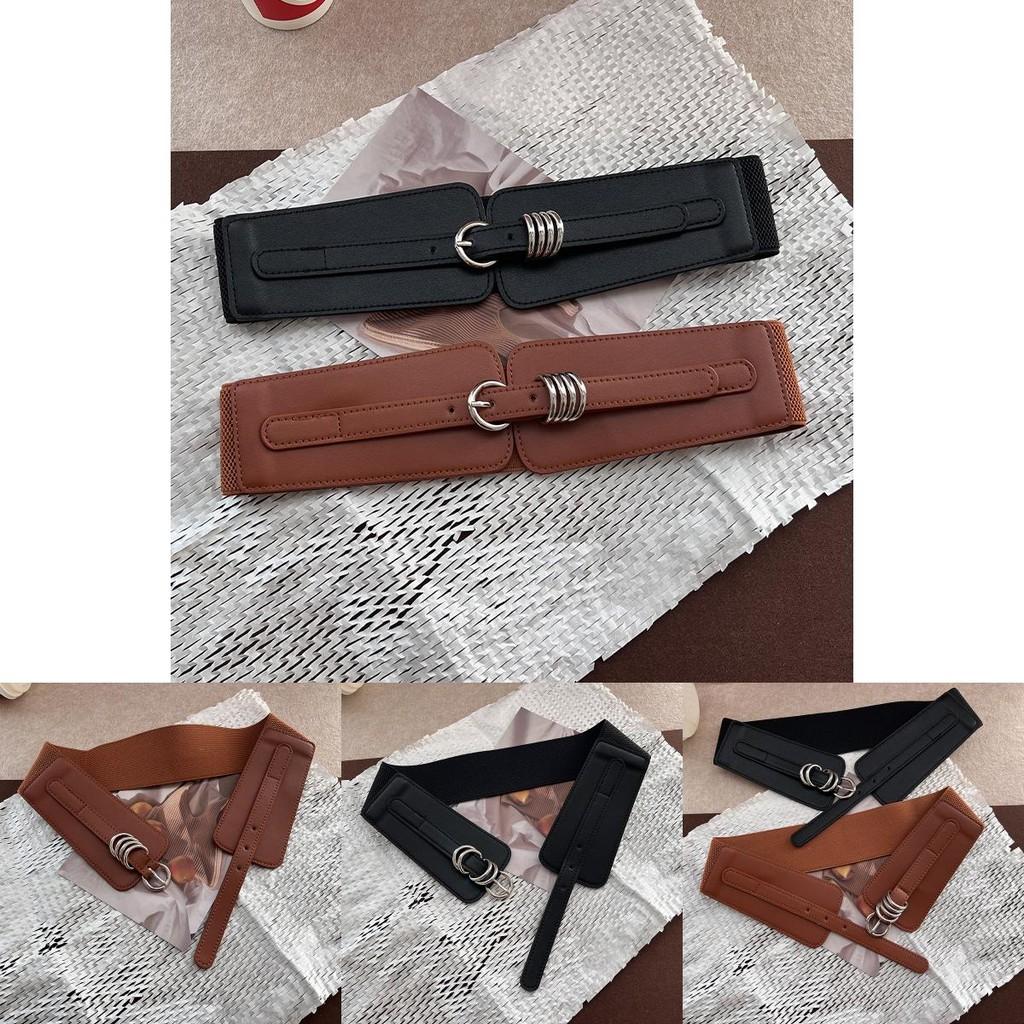 Chic Brown Faux Leather Wide Waist Belt For Women Enhancing Fashionable Outfits