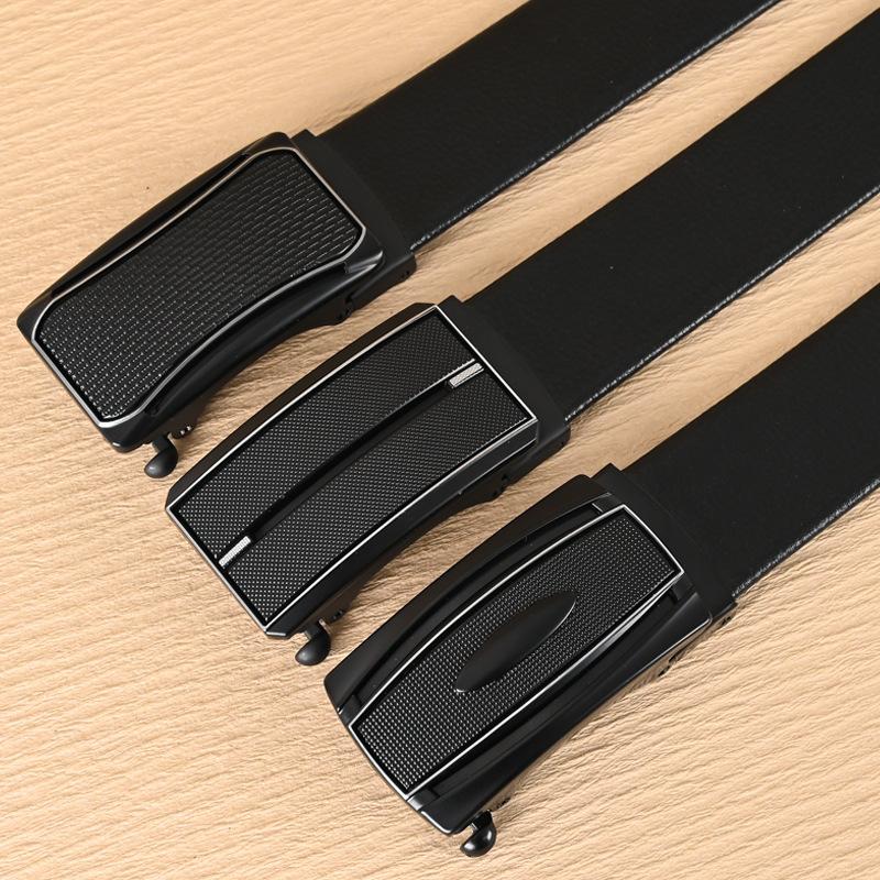 Pvc Men'S Belt Automatic Buckle Advanced Sense Casual Business Can Cut Automatic Buckle Men'S Belt Belt