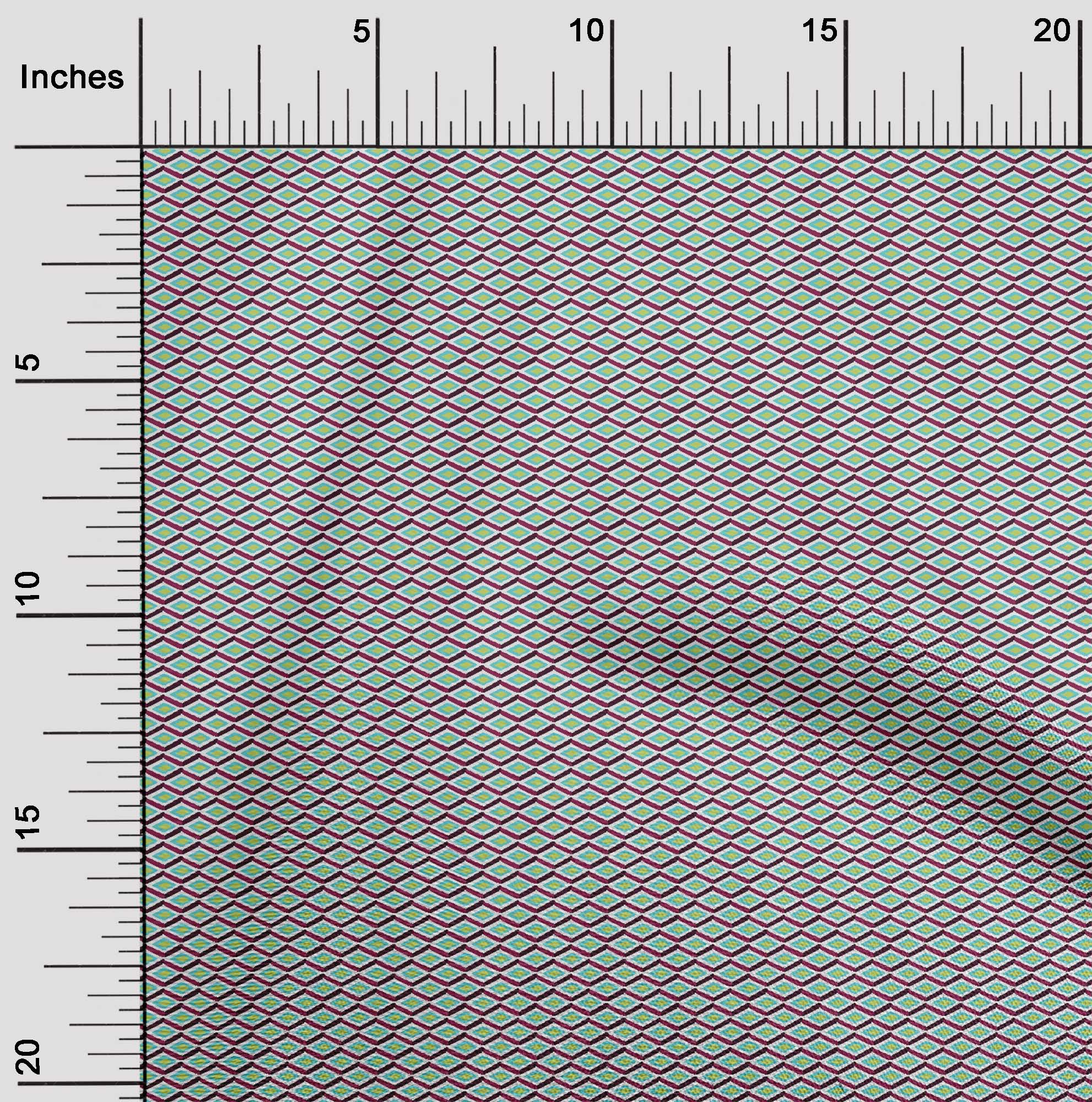 

oneOone Cotton Flex Fabric Geometric Flame Stitch Decor Fabric Printed BTY 40 Inch 42 Inch - Viscose Chiffon бірюзові зелений колір