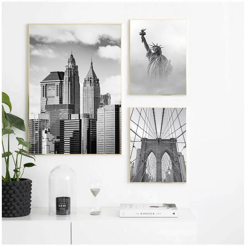 New York Statue Of Liberty Black White Nordic Posters And Prints Wall Art Canvas Painting Wall Pictures For Living Room Decor