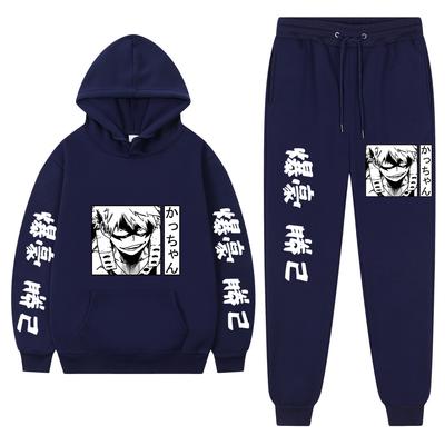 Men's Casual Jogger Sets Fashion Anime My Hero Academia Katsuki Bakugo Printing  Sweatshirt Unisex Long Sleeve Hoodie+Pants 2022