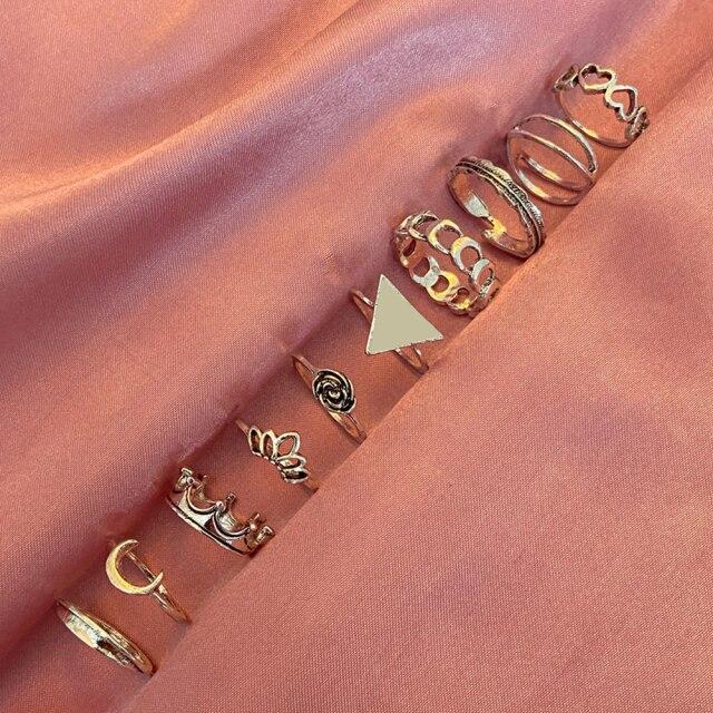 6pcs Vintage Gothic Butterfly Angle Flower Multi Element Ring Set For Women Men Retro Personality Finger Ring Gifts