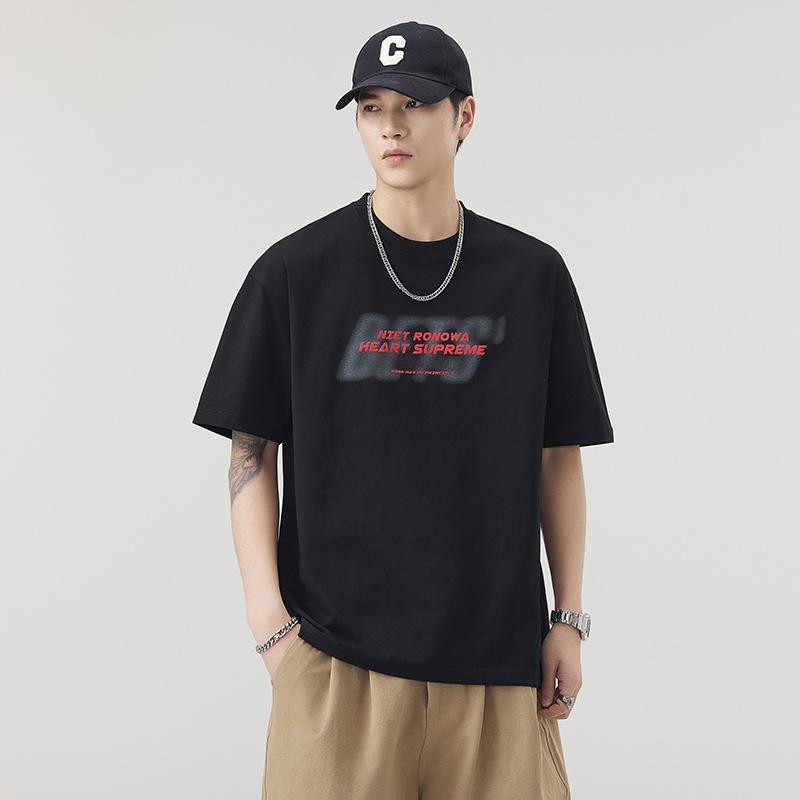 New Summer Men's Cotton Round Neck T-shirt Fashionable Loose Breathable Short-sleeved Shirt