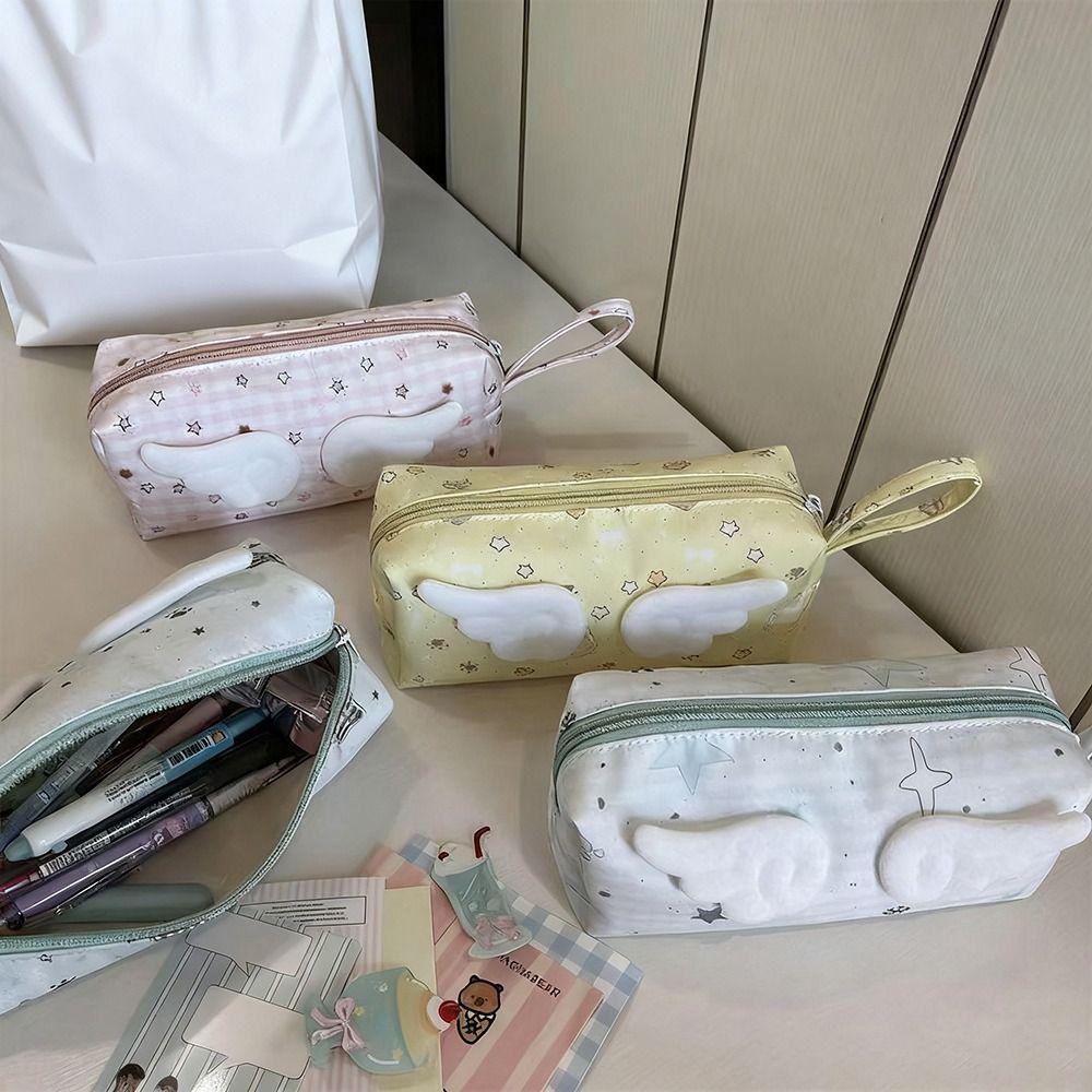 with Handle Pen Bag Large Capacity Cosmetic Bag New Stationery Bag Students Supplies