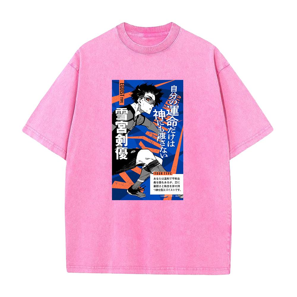 Harajuku Anime BLUE LOCK Kenyuu Yukimiya Graphic T Shirt Men Comfortable Cotton T-shirts Manga Tee Harajuku Male Washed Tshirt