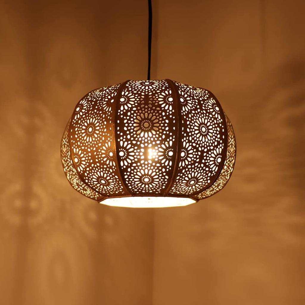 'Moroccan Grandeur' Hand-Etched Iron Wall Pendant Light for Living Room & Ceiling Hanging Lights (Without Bulb)