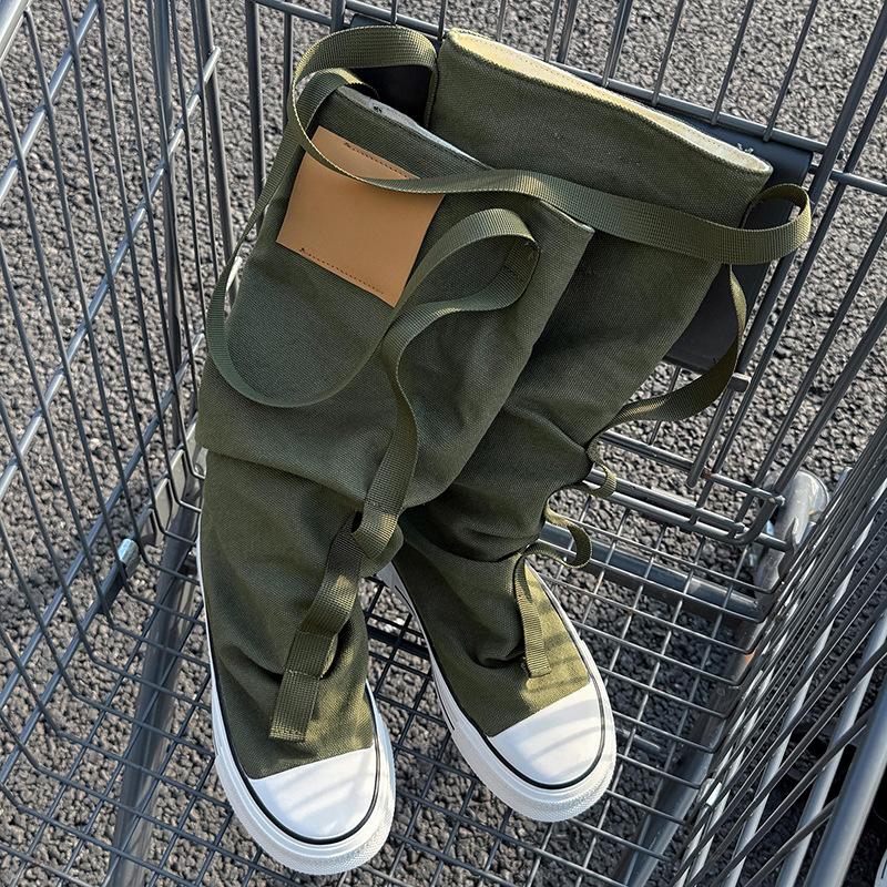 

Нишевые высокие кеды, женские летние сапоги, сапоги средней ширины голенища, новые сапоги-трубы 2025 года 40 зелёный