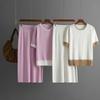 Fashion New Arrival Fashion Knitted Short-Sleeved Shirt Skirt Suit Knitted Top and Skirt Set