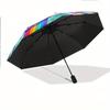 Automatic Folding Umbrella Colorful rainbow with musical notes and clouds. Portable collapsible design, casual outdoor accesso