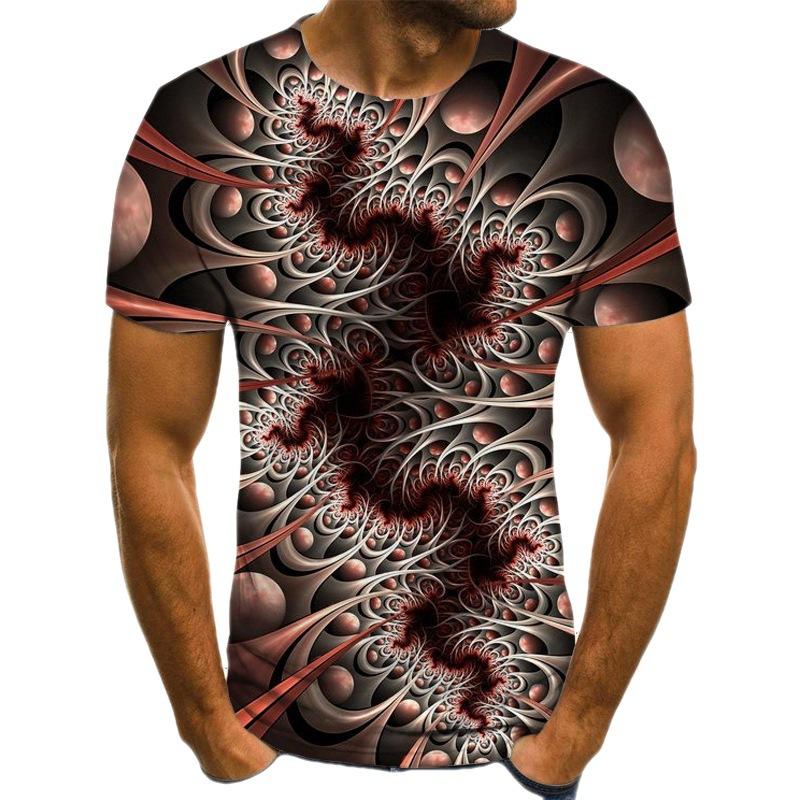 Sommer T-Shirt Geometrisches Schillerndes Bild 3D Digitaldruck Rundhals Herren Sport Locker 3D T-Shirt