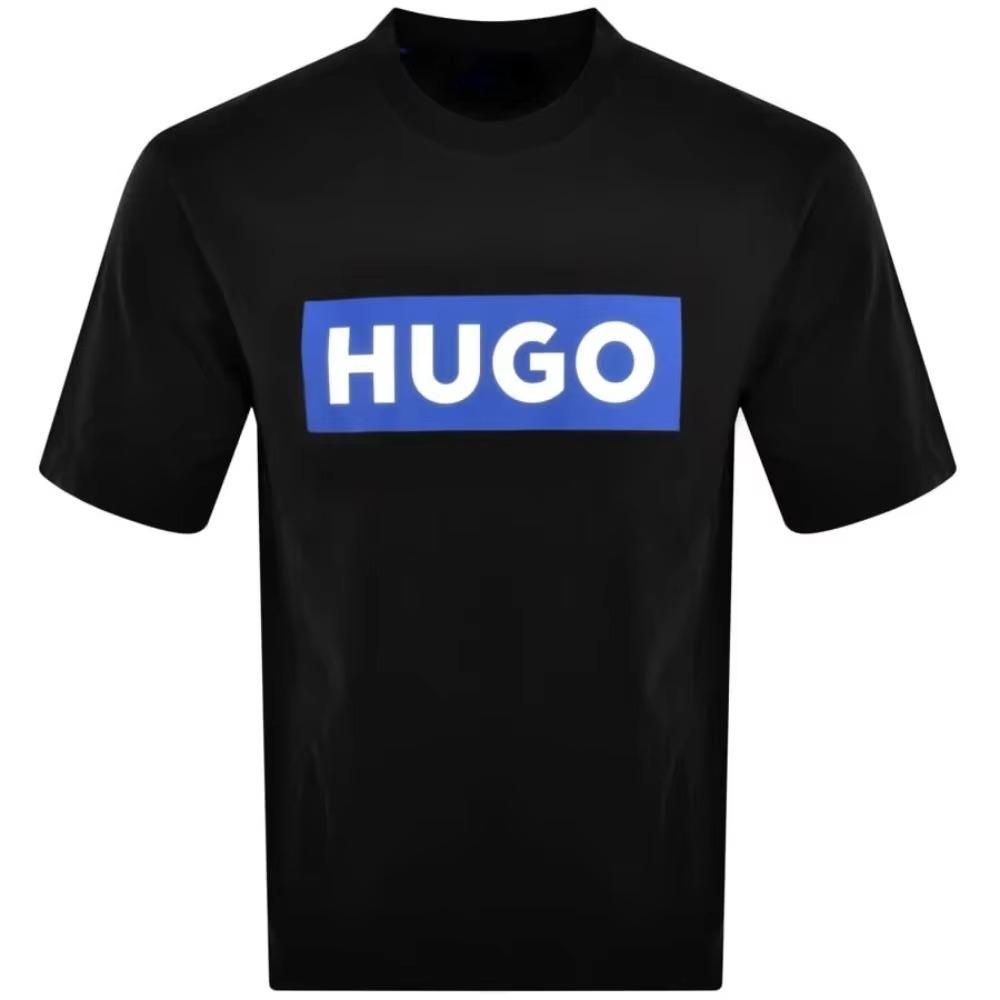 

Летняя мужская женская хлопковая футболка оверсайз Hugo футболка с коротким рукавом футболка с принтом люксового бренда топы 2024 футболка трендовая одежда XXXXXL чёрный