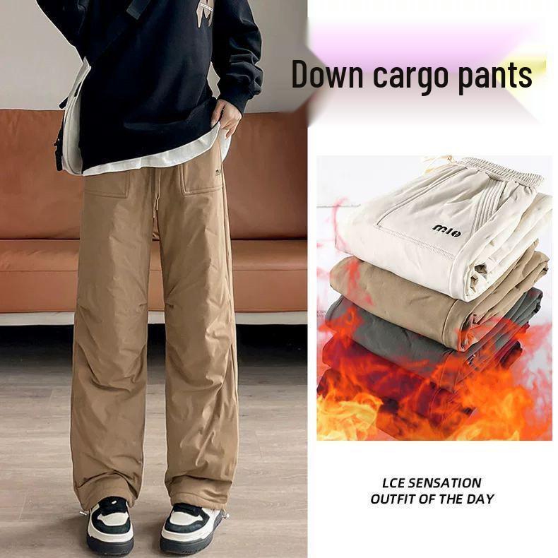 

Women s High-Waisted Waterproof Down Pants - Slimming, Winter Warm, White Duck Down, Outdoor Sport, Loose Casual Fit XL 115-125 jin хаки