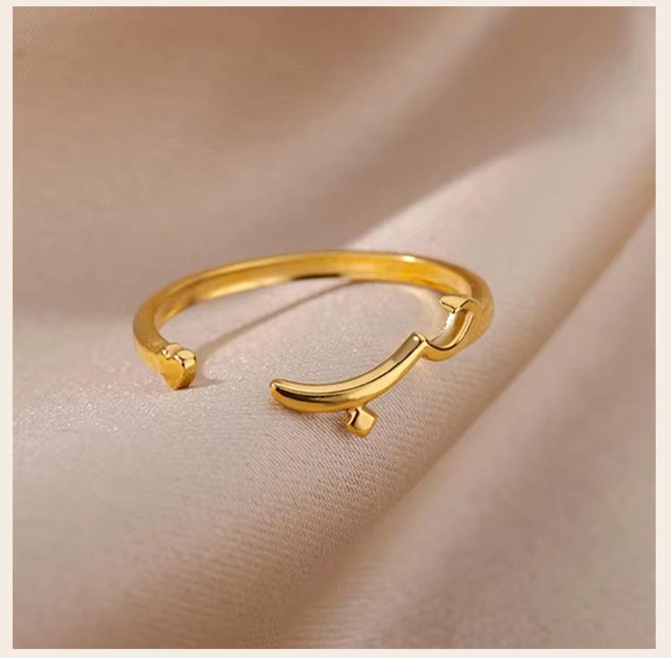 Anello Arabo Placcato Oro Acciaio Inossidabile Calligrafia Allah Anelli Apribili Gioielli Religiosi Islamici per Donne