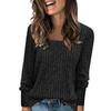 Women's Long Sleeve Square Neck Knit Top for Casual Wear