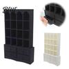 Sand Table Landscaping Props Miniature Dollhouse Bookcase 1:12 Scale Retro Arched Display Cabinet with Drawers Furniture Matte Black Simulation for