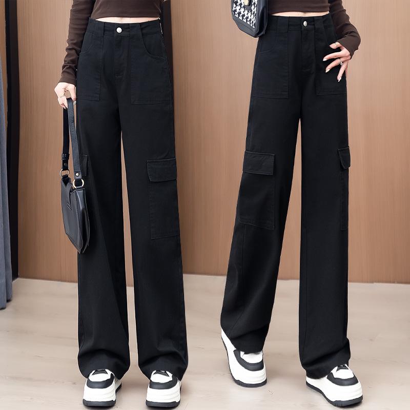 Women's Burgundy High-Waist Wide-Leg Pants - Slimming & Versatile for Spring/Autumn 2025