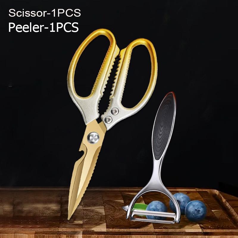 WXCOO Stainless Steel Kitchen Scissor Shears Multi-function Household Cutting Tool for Chicken Bone, Fish Scale, Cooking
