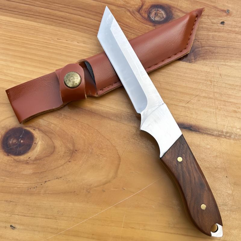 Outdoor Knife Hand - Premium Meat Eating Knife with Wooden Handle and Steel Blade | Ideal for Grilled Meat, Meat Cutting